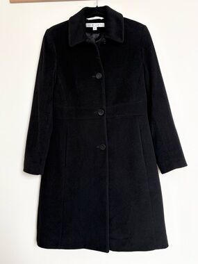 Larry Levine Wool Cashmere Coat Black Long Coat Tailored Womens Size 6